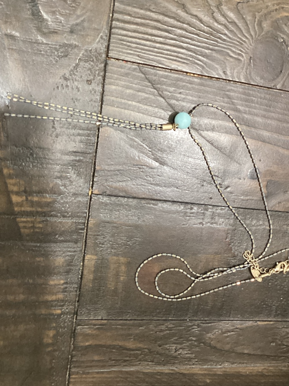 Delicate Light Blue Bead Pendant Necklace - Women
